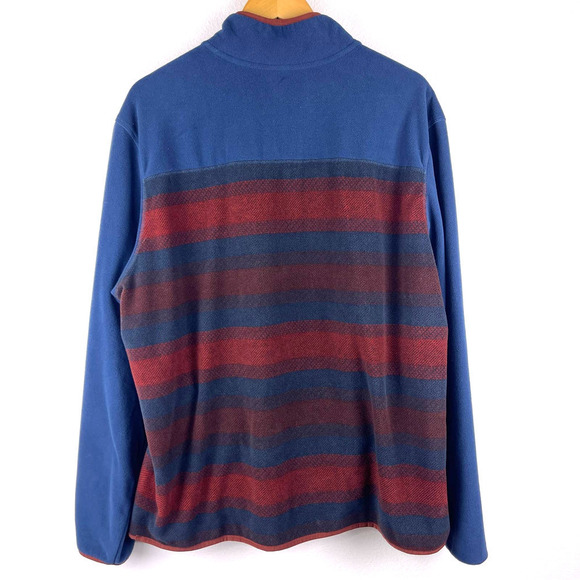 Eddie Bauer Navy Red Jacket Pullover Fleece Chutes Mock Neck Snap Button Mens XL - Picture 2 of 9